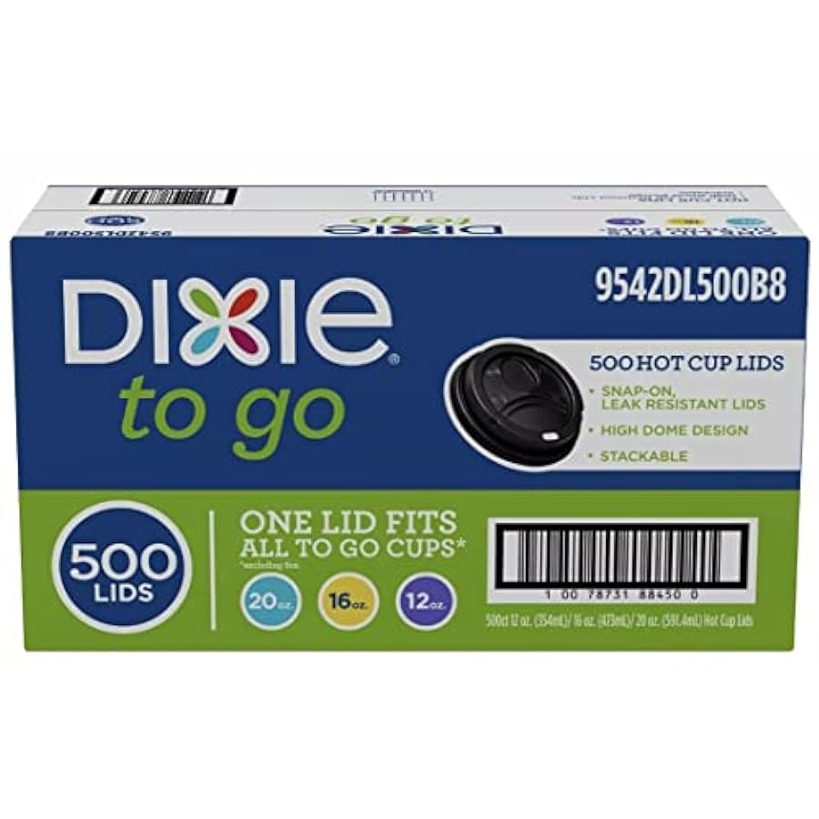 Dixie Sip-Through Dome Hot Cup Lids, Black