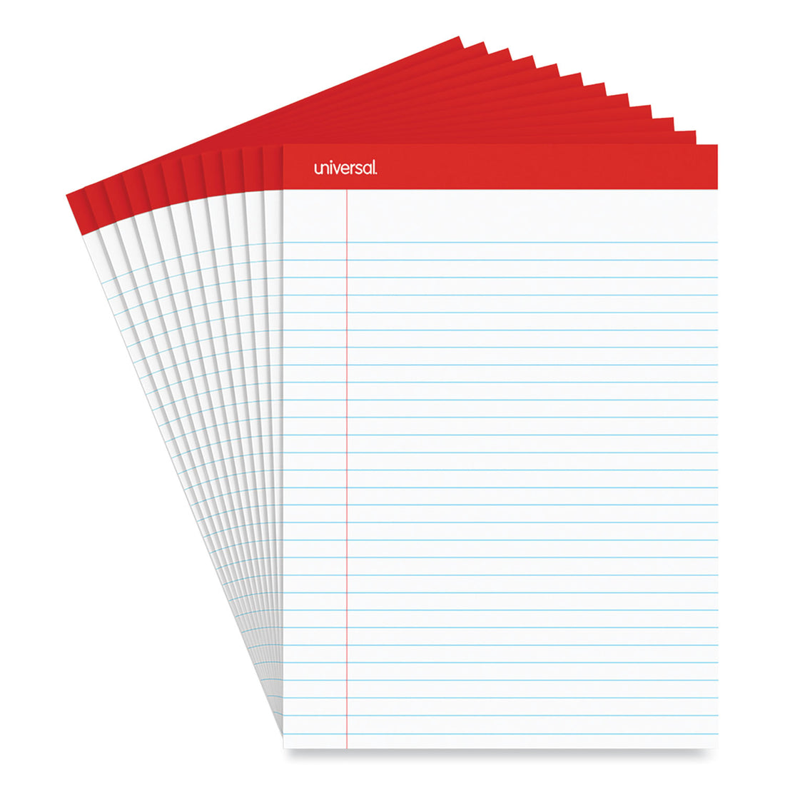 Perforated Ruled Writing Pads, Wide/Legal Rule, Red Headband