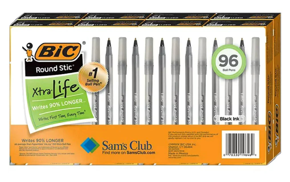 BIC Round Stic Xtra Life Medium Point Black