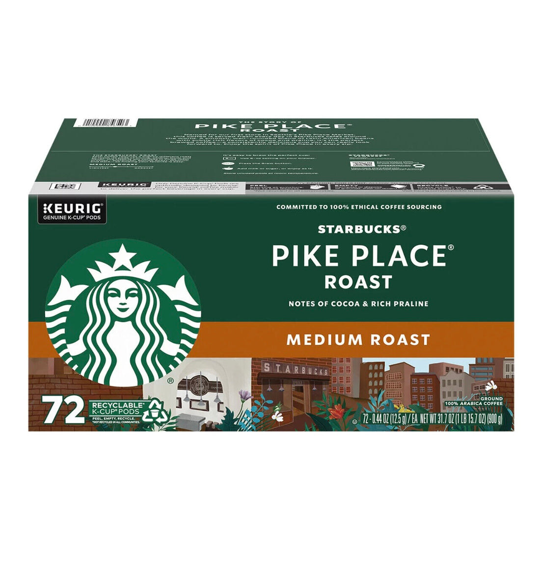 Starbucks Pike Place Medium Roast Coffee 72 K-Cups