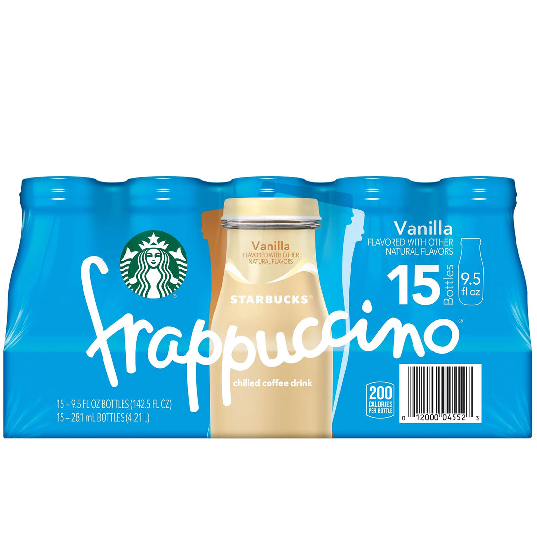 Starbucks Frappuccino Vanilla Iced Coffee Drink, 9.5 Fl oz 15 Bottles