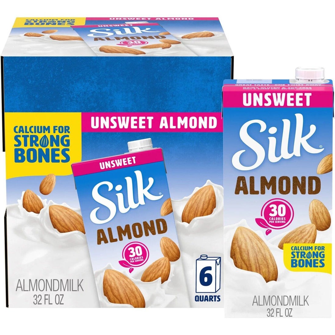 Silk Unsweetened Almond Milk 1 Quart 6 per Case